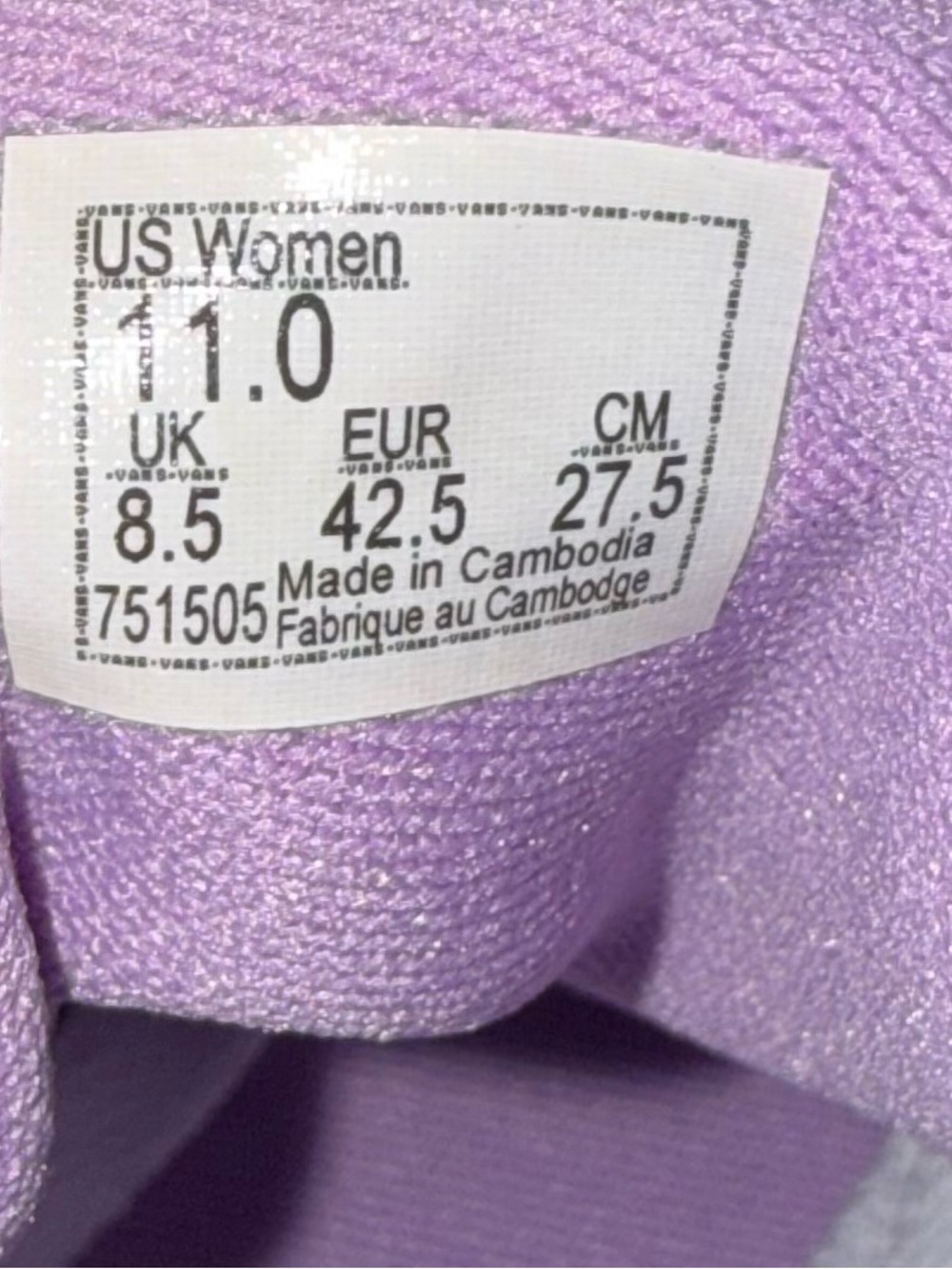 Vans Lavender Canvas Old Skool Sneakers Woman’s 11 New without box - Picture 5 of 5